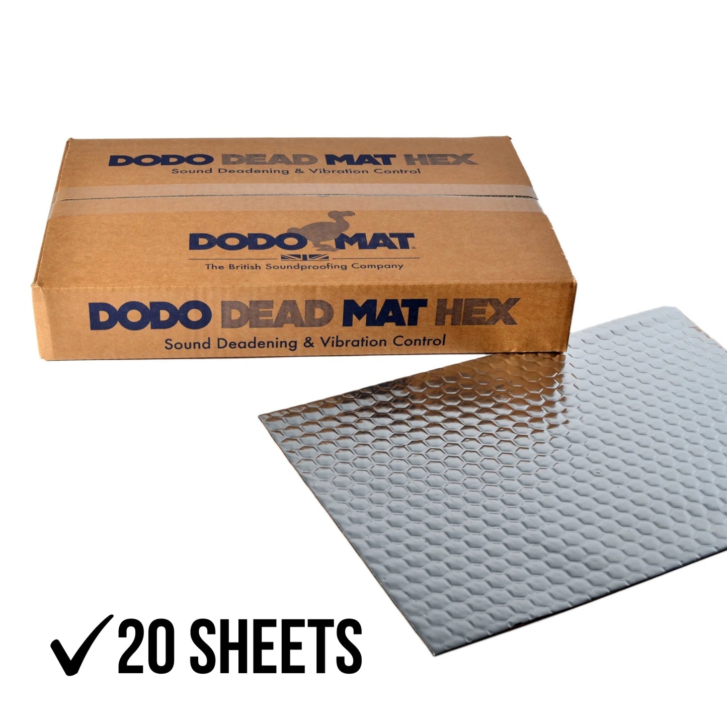 Dodo Mat DEADN Hex Premium Sound Deadening Mat (1.8mm) – 20 Sheet Box (Covers 1.8m² / 20 sq.ft)