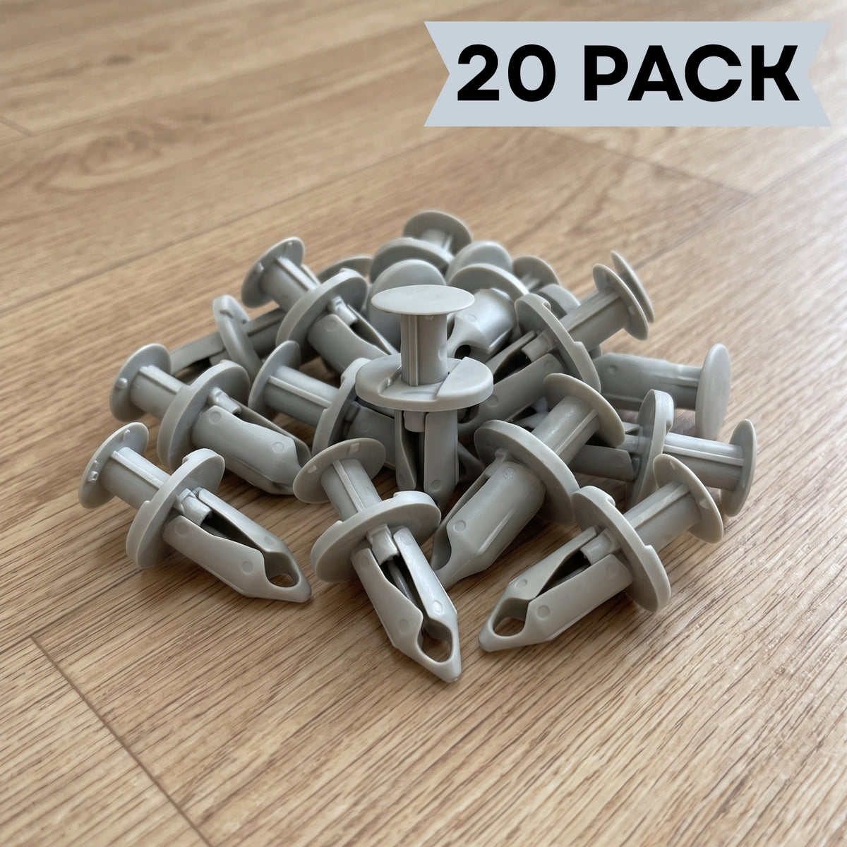 23mm Light Grey Panel Clips for 8mm Holes – Pack of 20 | Van Lining Trim Fasteners