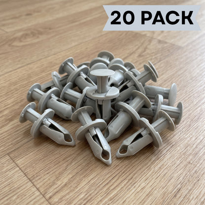 23mm Light Grey Panel Clips for 8mm Holes – Pack of 20 | Van Lining Trim Fasteners